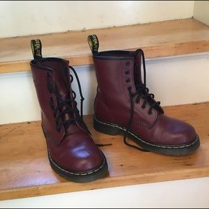 Women’s Maroon Dr Marten Boots